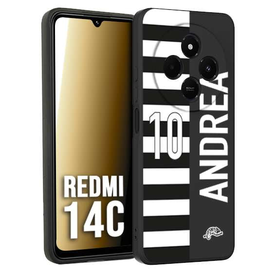 CUSTOMIZZA - Custodia cover nera morbida in tpu compatibile per Xiaomi Redmi 14C personalizzata calcio football nome e numero calciatori bianconera