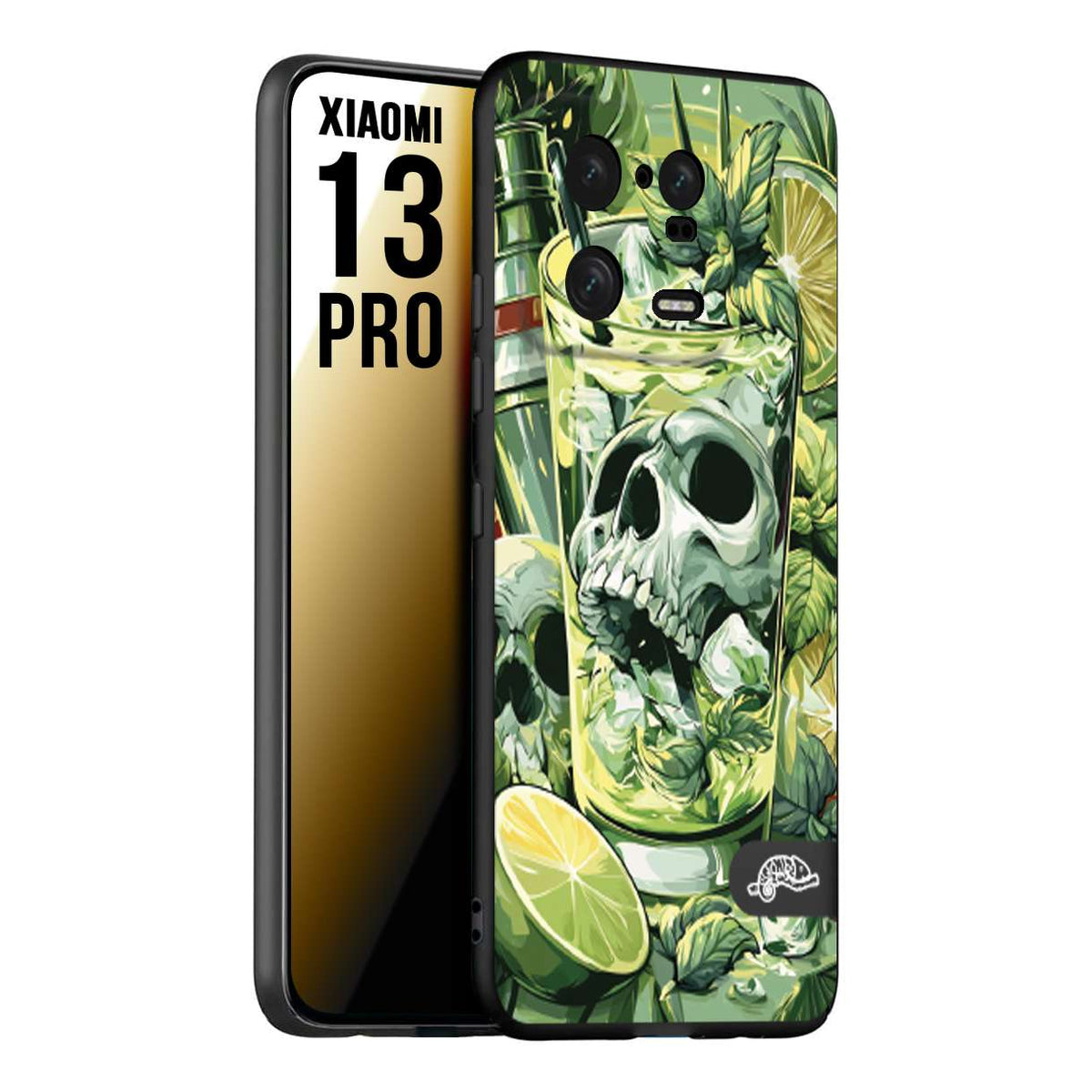 CUSTOMIZZA - Custodia cover nera morbida in tpu compatibile per Xiaomi 13 PRO Mojito cocktail teschio illustrazione drink lime menta ghiacci tropicale street art