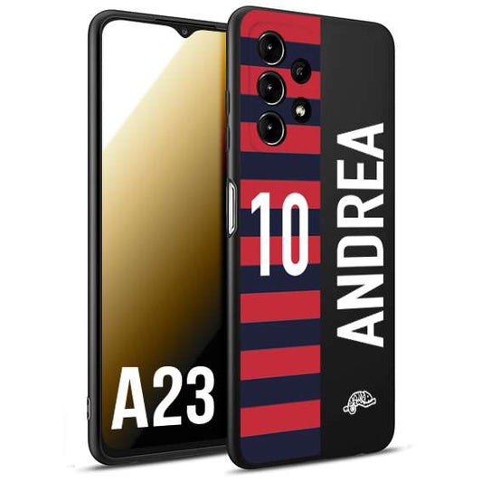 CUSTOMIZZA - Custodia cover nera morbida in tpu compatibile per Samsung A23 personalizzata calcio football nome e numero calciatori rossoblu