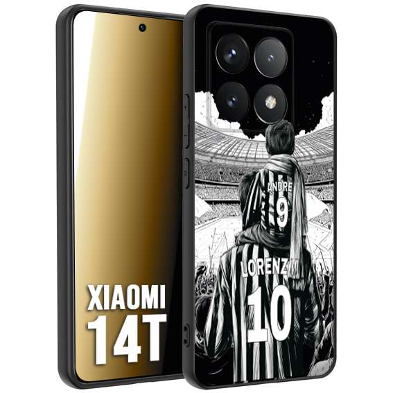 CUSTOMIZZA - Custodia cover nera morbida in tpu compatibile per Xiaomi 14T personalizzata calcio football nome e numero calciatori bianconeri bianca e nera