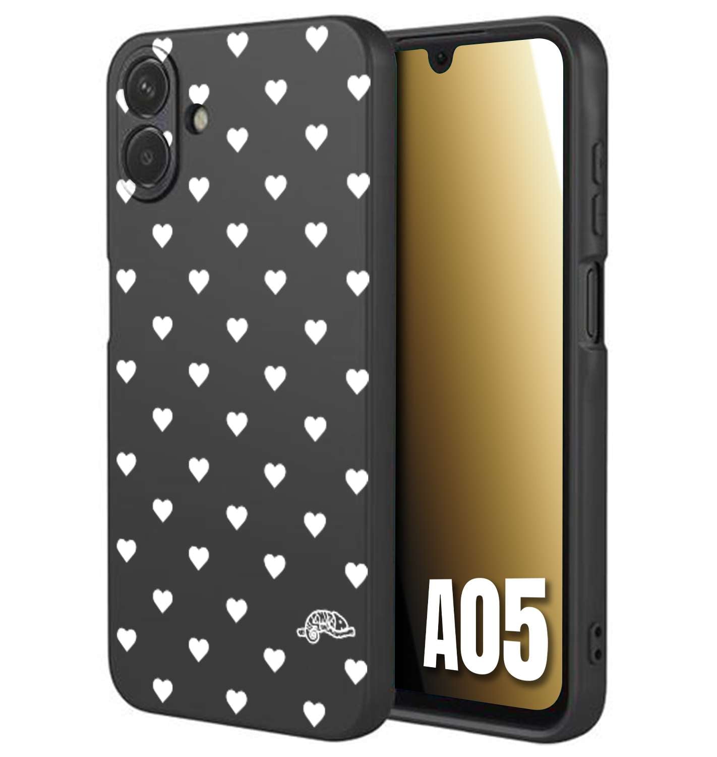 CUSTOMIZZA - Custodia cover nera morbida in tpu compatibile per Samsung A05 cuori pois bianchi donna pin up vintage
