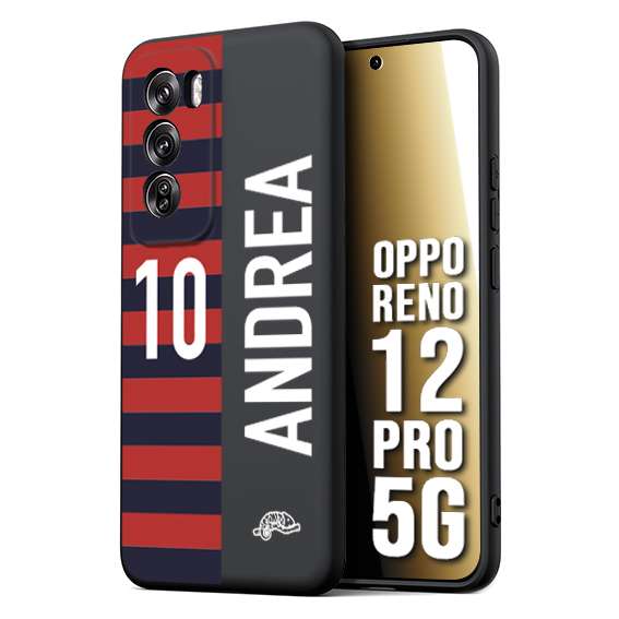 CUSTOMIZZA - Custodia cover nera morbida in tpu compatibile per Oppo Reno 12 PRO 5G personalizzata calcio football nome e numero calciatori rossoblu