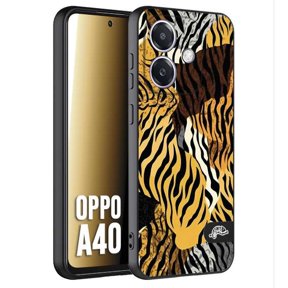 CUSTOMIZZA - Custodia cover nera morbida in tpu compatibile per Oppo A40 leopardato tigrato tiger colorata donna fashion estate