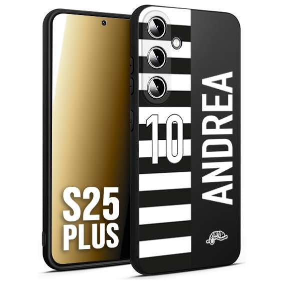 CUSTOMIZZA - Custodia cover nera morbida in tpu compatibile per Samsung S25 PLUS personalizzata calcio football nome e numero calciatori bianconera