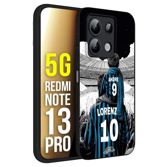 CUSTOMIZZA - Custodia cover nera morbida in tpu compatibile per Xiaomi Redmi Note 13 PRO 5G personalizzata calcio football padre e figlio calciatori nerazzurra