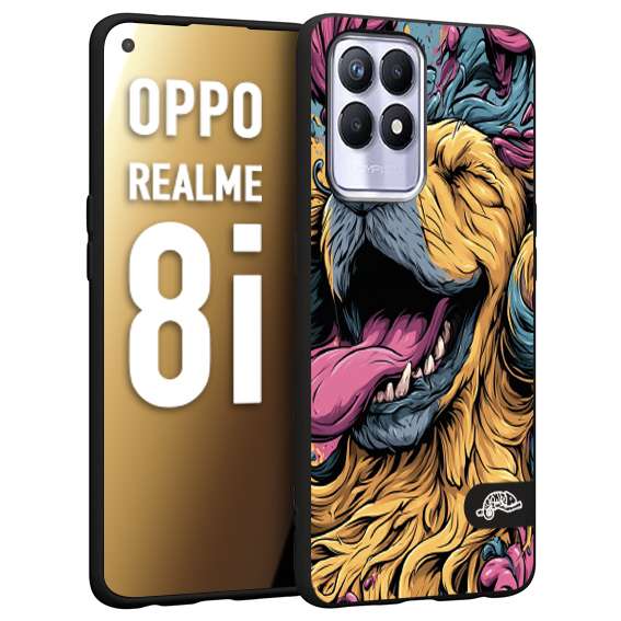 CUSTOMIZZA - Custodia cover nera morbida in tpu compatibile per Realme 8i Negroni cocktail teschio illustrazione rosso arancia ghiaccio piccante street art fumetto
