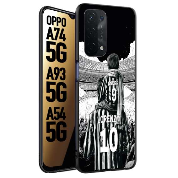 CUSTOMIZZA - Custodia cover nera morbida in tpu compatibile per Oppo A74 5G - A93 5G - A54 5G personalizzata calcio football nome e numero calciatori bianconeri bianca e nera