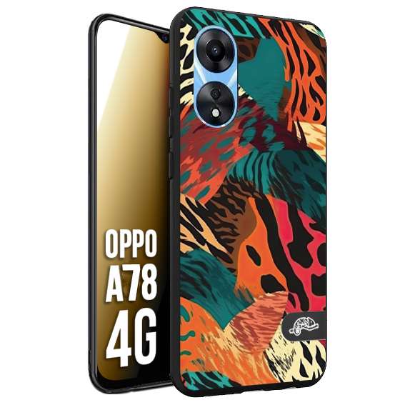 CUSTOMIZZA - Custodia cover nera morbida in tpu compatibile per Oppo A78 4G leopardato tigrato tiger colorata summer arancio verde fucsia
