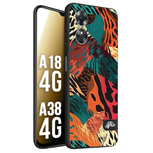 CUSTOMIZZA - Custodia cover nera morbida in tpu compatibile per Oppo A18 4G - A38 4G leopardato tigrato tiger colorata summer arancio verde fucsia