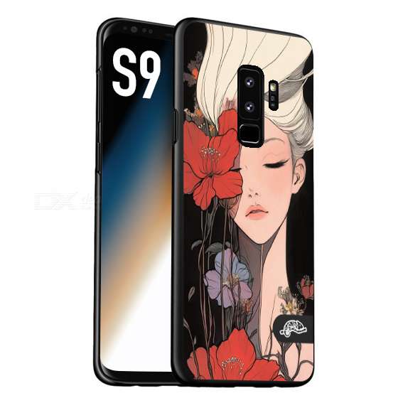 CUSTOMIZZA - Custodia cover nera morbida in tpu compatibile per Samsung S9 woman flower Fantasia Floreale Design Donna e Fiori, Retro Artistico
