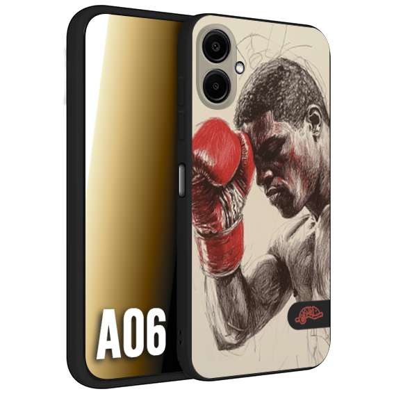 CUSTOMIZZA - Custodia cover nera morbida in tpu compatibile per Samsung A06 pugilato pugili disegno tattoo guantoni boxer pesi massimi