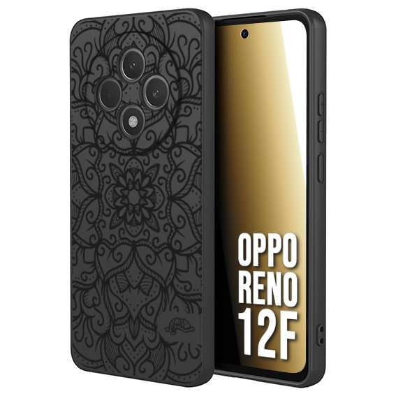 CUSTOMIZZA - Custodia cover nera morbida in tpu compatibile per Oppo Reno 12F mandala nero fiore vedo non vedo donna