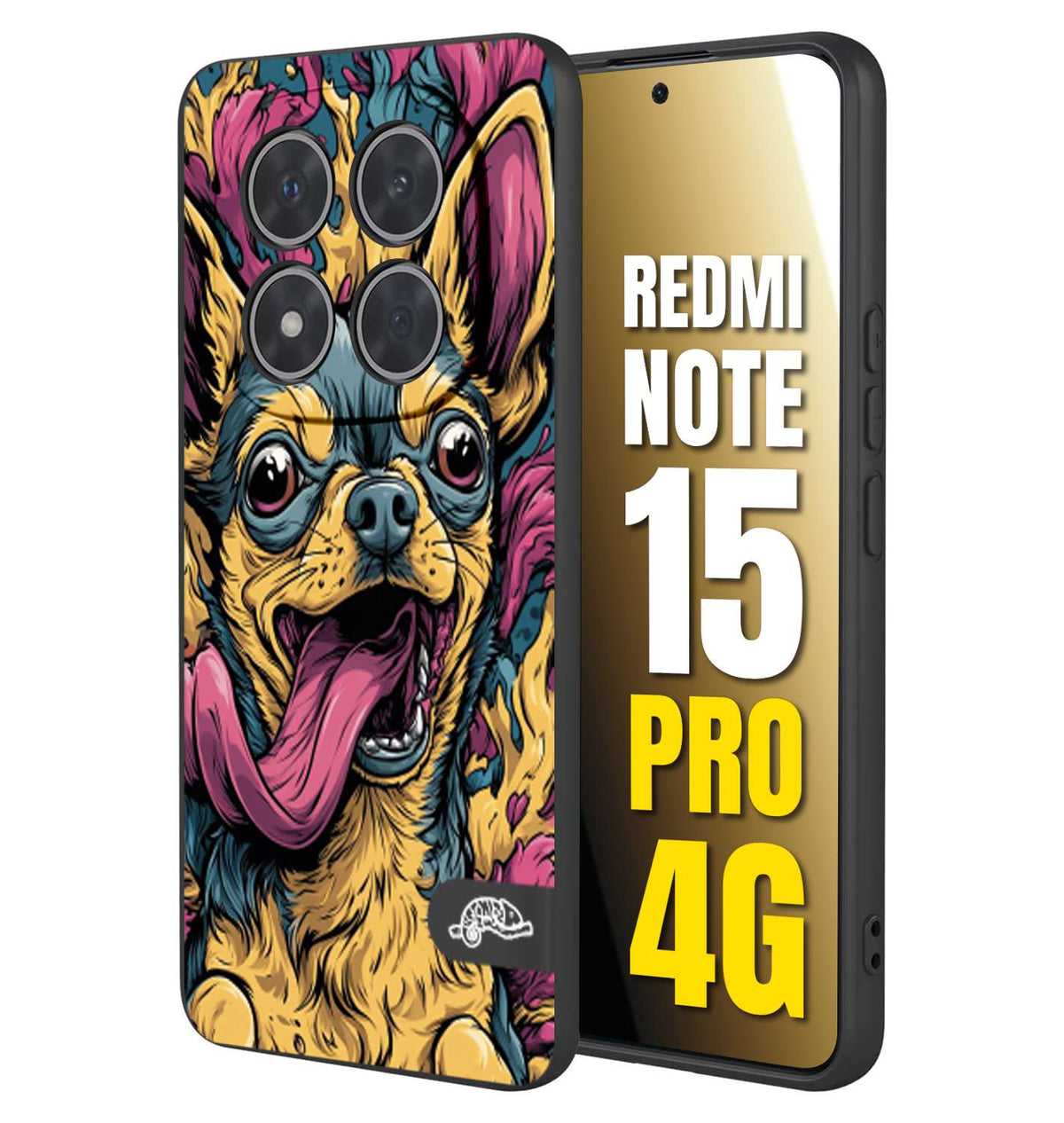 CUSTOMIZZA - Custodia cover nera morbida in tpu compatibile per Xiaomi Redmi Note 15 PRO 4G Chihuahua illustrazione cane pop art cane street art cartone animato