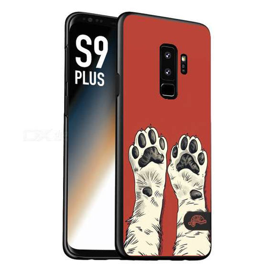 CUSTOMIZZA - Custodia cover nera morbida in tpu compatibile per Samsung S9 PLUS zampe di gatto cat paws rossa red disegnata fumetto cartoon