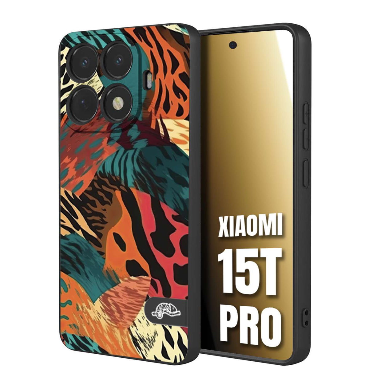 CUSTOMIZZA - Custodia cover nera morbida in tpu compatibile per Xiaomi 15T PRO leopardato tigrato tiger colorata summer arancio verde fucsia