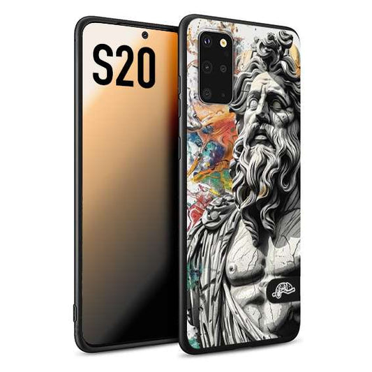 CUSTOMIZZA - Custodia cover nera morbida in tpu compatibile per Samsung S20 statua colorata moderna antico tattoo splash color