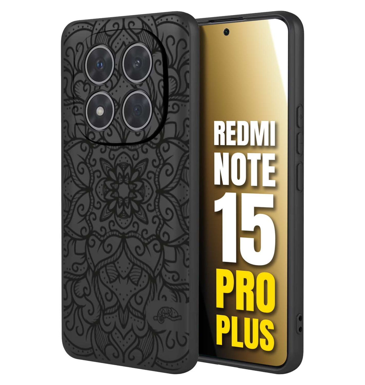 CUSTOMIZZA - Custodia cover nera morbida in tpu compatibile per Xiaomi Redmi Note 15 PRO PLUS mandala nero fiore vedo non vedo donna
