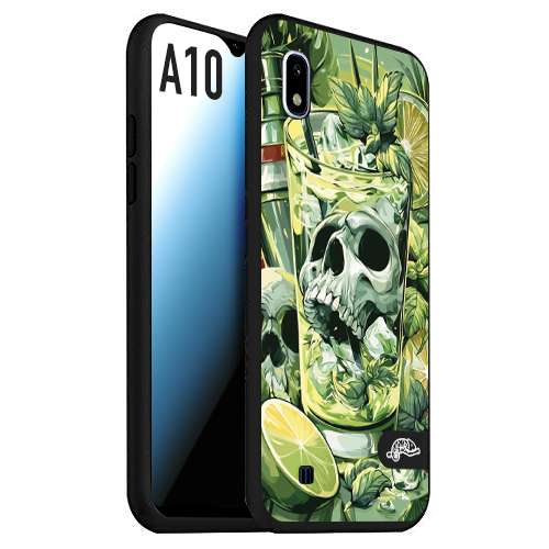 CUSTOMIZZA - Custodia cover nera morbida in tpu compatibile per Samsung A10 Mojito cocktail teschio illustrazione drink lime menta ghiacci tropicale street art