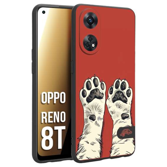 CUSTOMIZZA - Custodia cover nera morbida in tpu compatibile per Oppo Reno 8T zampe di gatto cat paws rossa red disegnata fumetto cartoon