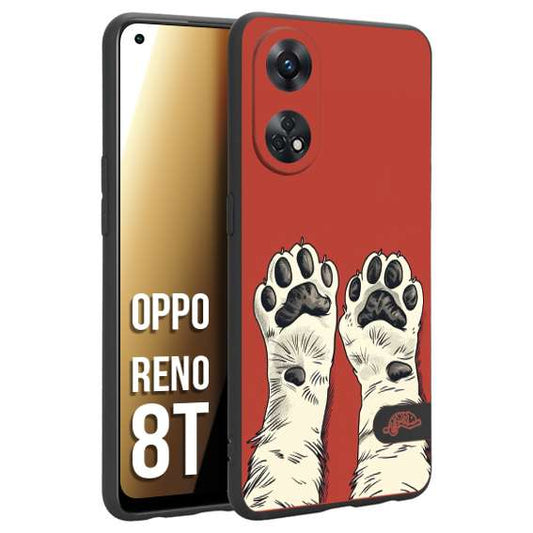 CUSTOMIZZA - Custodia cover nera morbida in tpu compatibile per Oppo Reno 8T zampe di gatto cat paws rossa red disegnata fumetto cartoon