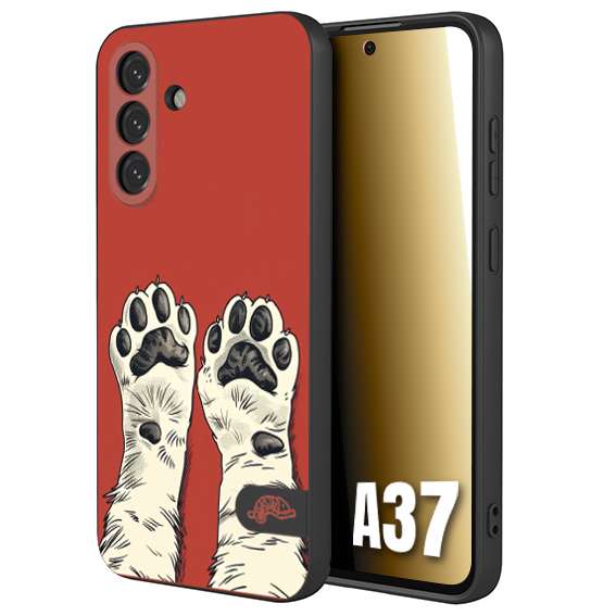 CUSTOMIZZA - Custodia cover nera morbida in tpu compatibile per Samsung A37 zampe di gatto cat paws rossa red disegnata fumetto cartoon