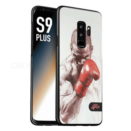 CUSTOMIZZA - Custodia cover nera morbida in tpu compatibile per Samsung S9 PLUS pugilato pugili disegno tattoo guantoni box sport primo piano