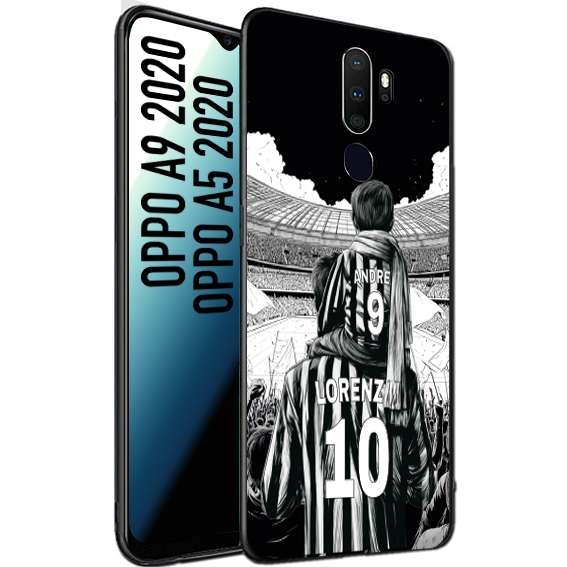 CUSTOMIZZA - Custodia cover nera morbida in tpu compatibile per Oppo A9 2020 - A5 2020 personalizzata calcio football nome e numero calciatori bianconeri bianca e nera