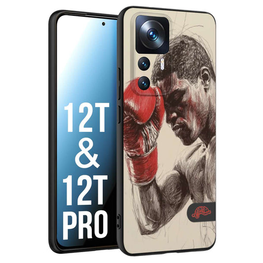 CUSTOMIZZA - Custodia cover nera morbida in tpu compatibile per Xiaomi 12T - 12T PRO pugilato pugili disegno tattoo guantoni boxer pesi massimi