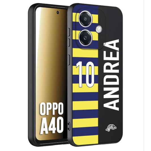 CUSTOMIZZA - Custodia cover nera morbida in tpu compatibile per Oppo A40 personalizzata calcio football nome e numero calciatori giallo blu