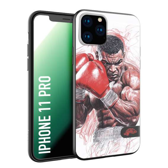CUSTOMIZZA - Custodia cover nera morbida in tpu compatibile per iPhone 11 PRO pugilato pugili disegno tattoo guantoni boxer pesi massimi iron mike