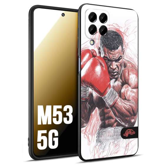 CUSTOMIZZA - Custodia cover nera morbida in tpu compatibile per Samsung M53 5G pugilato pugili disegno tattoo guantoni boxer pesi massimi iron mike