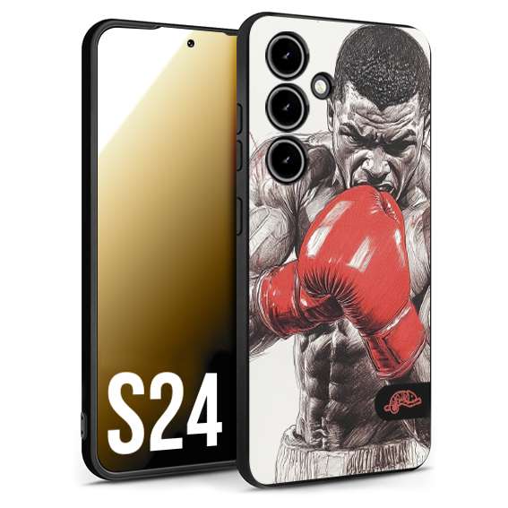 CUSTOMIZZA - Custodia cover nera morbida in tpu compatibile per Samsung S24 pugilato pugili disegno tattoo guantoni box pesi massimi gancio