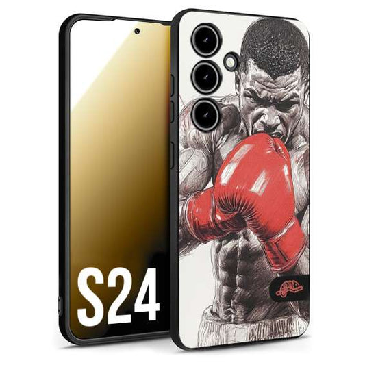CUSTOMIZZA - Custodia cover nera morbida in tpu compatibile per Samsung S24 pugilato pugili disegno tattoo guantoni box pesi massimi gancio