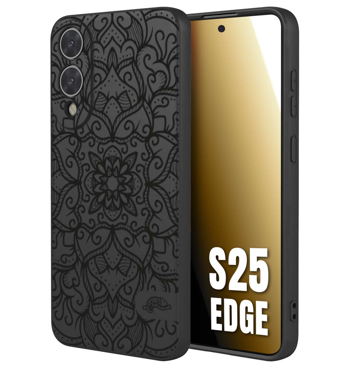 CUSTOMIZZA - Custodia cover nera morbida in tpu compatibile per Samsung S25 EDGE mandala nero fiore vedo non vedo donna