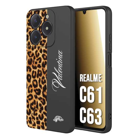 CUSTOMIZZA - Custodia cover nera morbida in tpu compatibile per Oppo C61 - C63 custom nome scritta leopardato maculato donna marrone leopard
