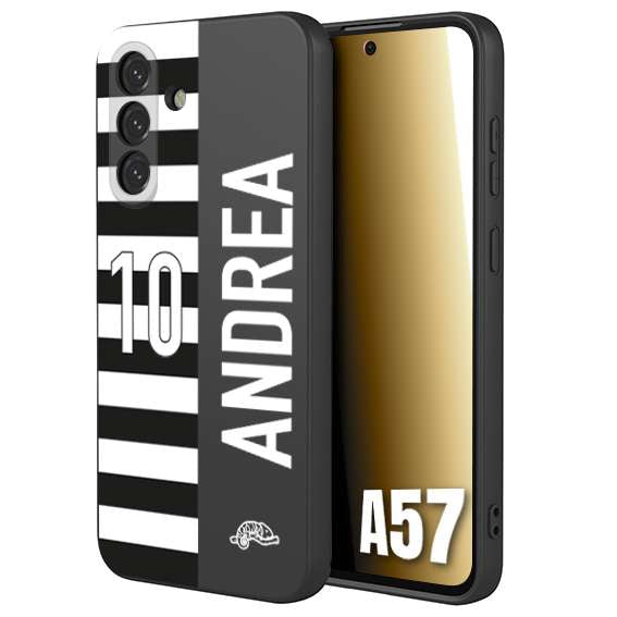 CUSTOMIZZA - Custodia cover nera morbida in tpu compatibile per Samsung A57 personalizzata calcio football nome e numero calciatori bianconera