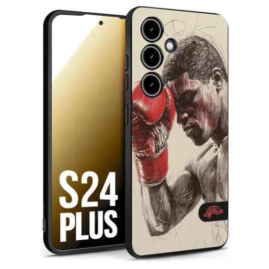 CUSTOMIZZA - Custodia cover nera morbida in tpu compatibile per Samsung S24 PLUS pugilato pugili disegno tattoo guantoni boxer pesi massimi