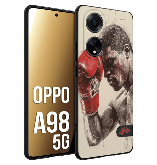 CUSTOMIZZA - Custodia cover nera morbida in tpu compatibile per Oppo A98 5G pugilato pugili disegno tattoo guantoni boxer pesi massimi