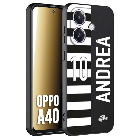 CUSTOMIZZA - Custodia cover nera morbida in tpu compatibile per Oppo A40 personalizzata calcio football nome e numero calciatori bianconera
