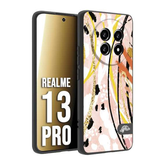 CUSTOMIZZA - Custodia cover nera morbida in tpu compatibile per Realme 13 PRO fiori astratti donna zebrato leopardato fantasia dorata gialla rosa colorata
