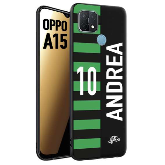 CUSTOMIZZA - Custodia cover nera morbida in tpu compatibile per Oppo A15 personalizzata calcio football nome e numero calciatori neroverde