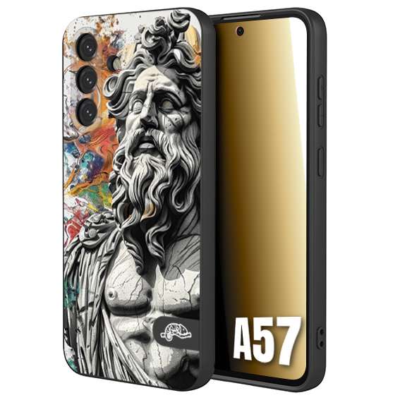 CUSTOMIZZA - Custodia cover nera morbida in tpu compatibile per Samsung A57 statua colorata moderna antico tattoo splash color