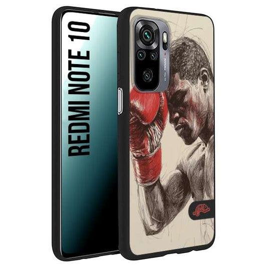 CUSTOMIZZA - Custodia cover nera morbida in tpu compatibile per Xiaomi Redmi Note 10 pugilato pugili disegno tattoo guantoni boxer pesi massimi