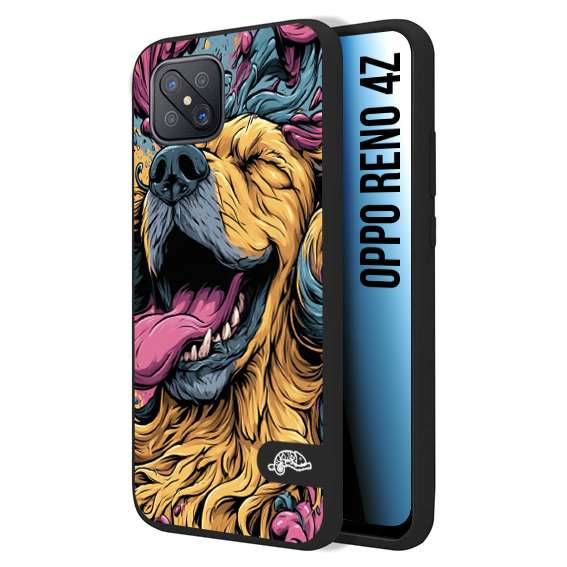 CUSTOMIZZA - Custodia cover nera morbida in tpu compatibile per Oppo Reno 4Z Golden Retriever illustrazione cane pop art cane street art cartone animato