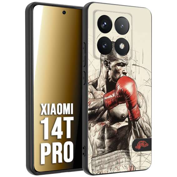 CUSTOMIZZA - Custodia cover nera morbida in tpu compatibile per Xiaomi 14T PRO pugilato pugili disegno tattoo guantoni box sport ring