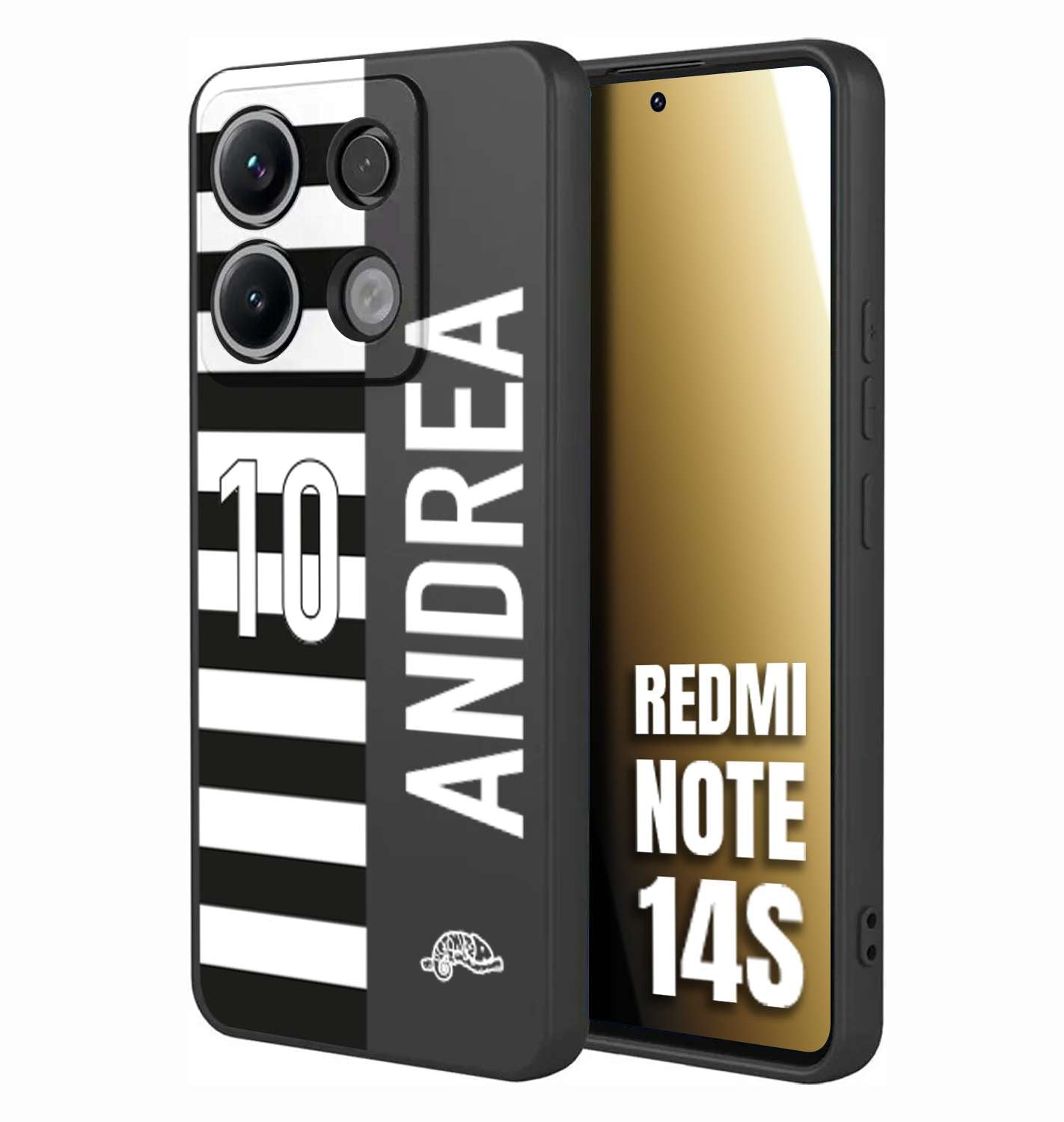 CUSTOMIZZA - Custodia cover nera morbida in tpu compatibile per Xiaomi Redmi Note 14S personalizzata calcio football nome e numero calciatori bianconera