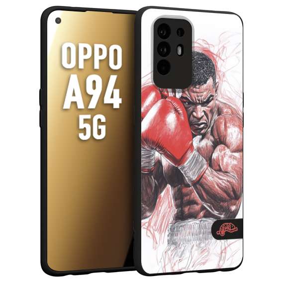 CUSTOMIZZA - Custodia cover nera morbida in tpu compatibile per Oppo A94 5G pugilato pugili disegno tattoo guantoni boxer pesi massimi iron mike