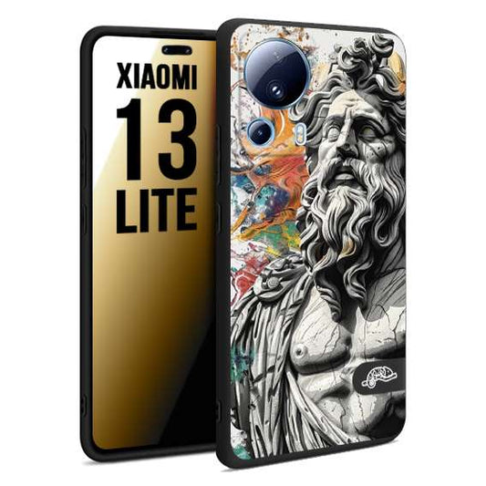 CUSTOMIZZA - Custodia cover nera morbida in tpu compatibile per Xiaomi 13 LITE statua colorata moderna antico tattoo splash color