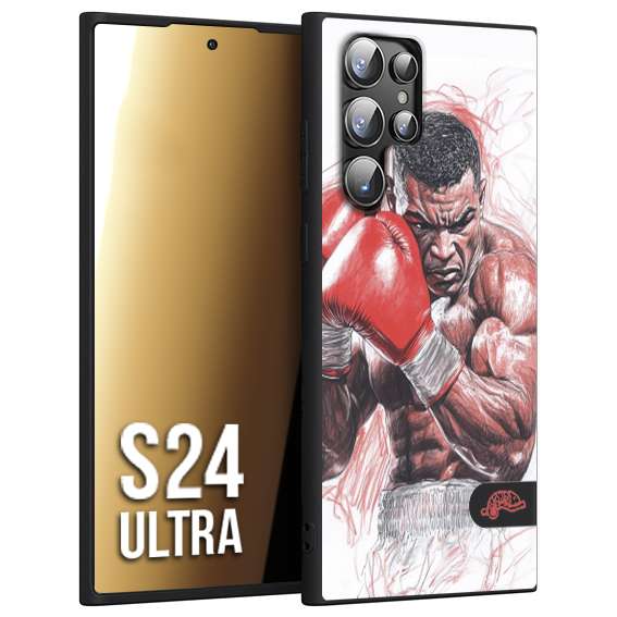 CUSTOMIZZA - Custodia cover nera morbida in tpu compatibile per Samsung S24 ULTRA pugilato pugili disegno tattoo guantoni boxer pesi massimi iron mike