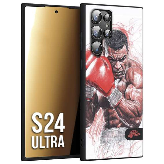 CUSTOMIZZA - Custodia cover nera morbida in tpu compatibile per Samsung S24 ULTRA pugilato pugili disegno tattoo guantoni boxer pesi massimi iron mike